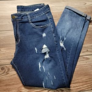 Shien distressed blue cuffed jeggins